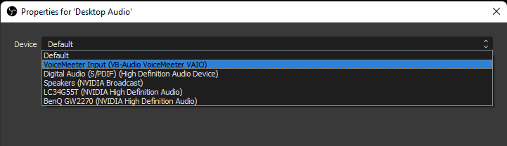 OBS Studio Device List